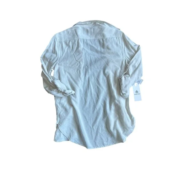 Babaton Utility Button Down Shirt Garment Dyed Matte Pearl Off White XS NEW - Picture 9 of 10